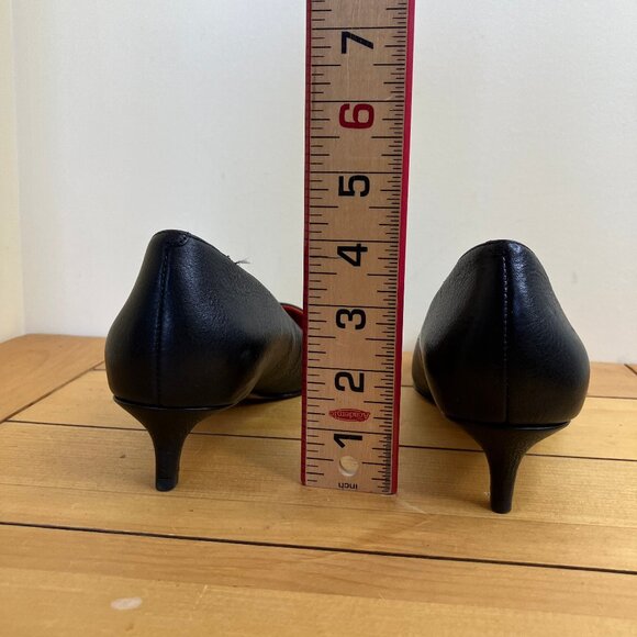 Via Spiga Leather Kitten Heels Black Pointed Toe Pumps Women's US 8 Shoes - Picture 5 of 7